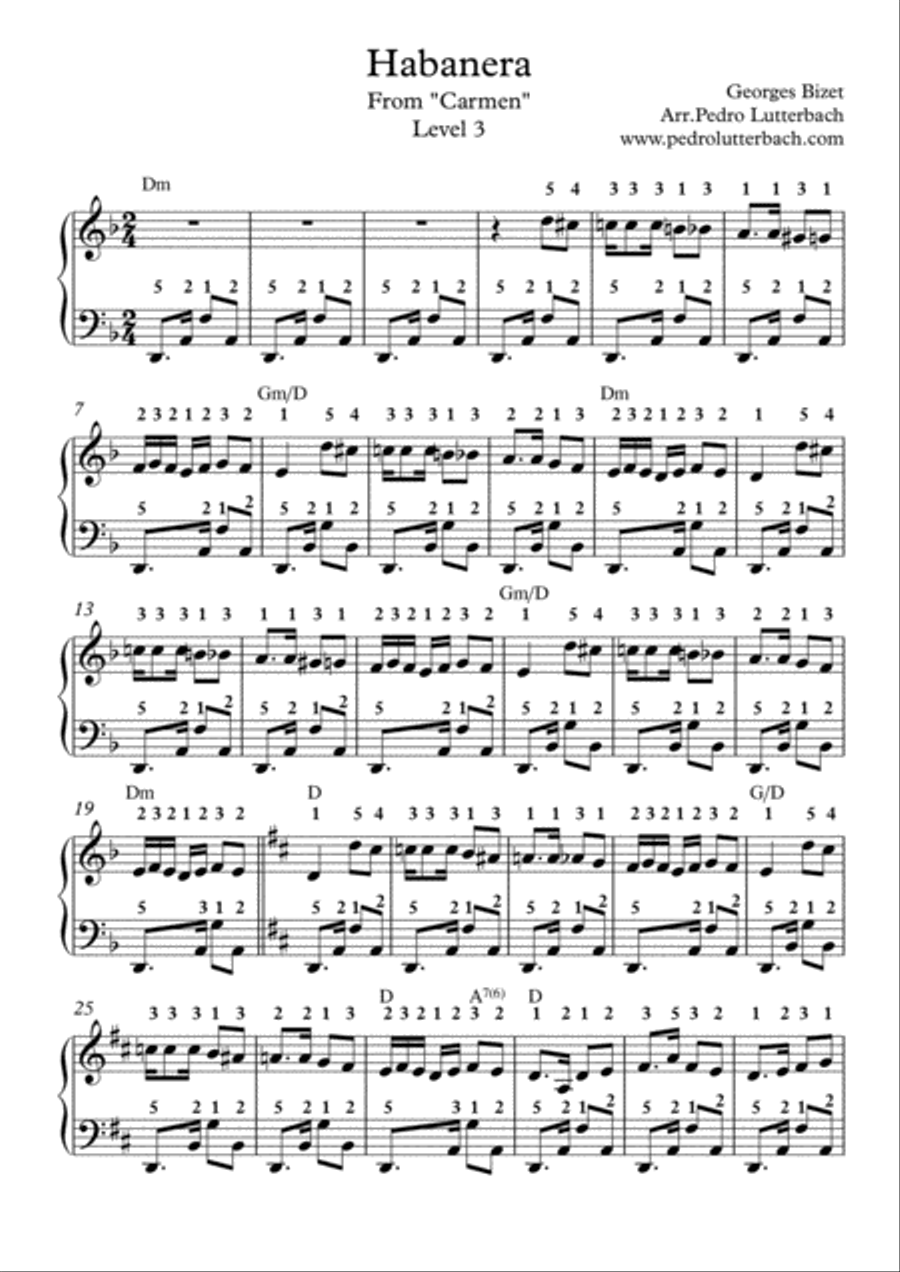 Habanera - Carmen Piano Solo scores gallery preview page 1