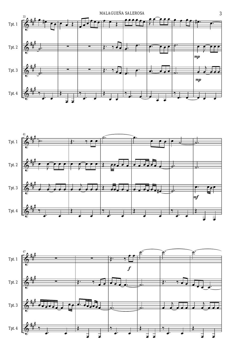 Malaguena Salerosa Brass Quartet scores gallery preview page 5