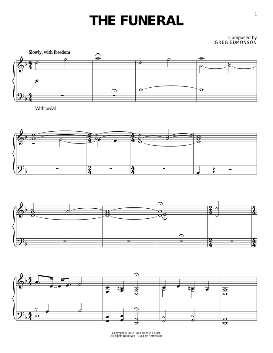 The Funeral Piano Solo scores gallery preview page 1