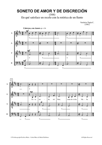 Soneto de Amor y de Discreción for Mixed Choir (SATB)