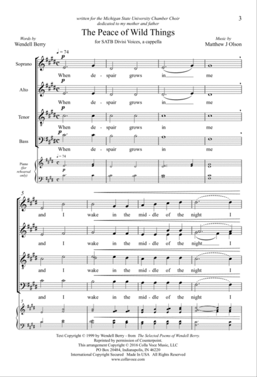 The Peace of Wild Things 4-Part scores gallery preview page 2