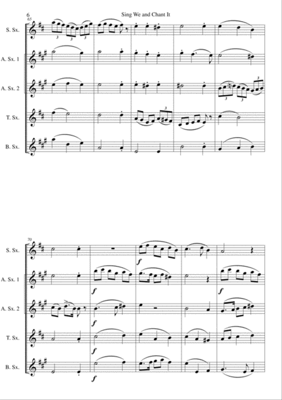 Sing we and chant it (with variations) for saxophone quintet Saxophone Quintet scores gallery preview page 6