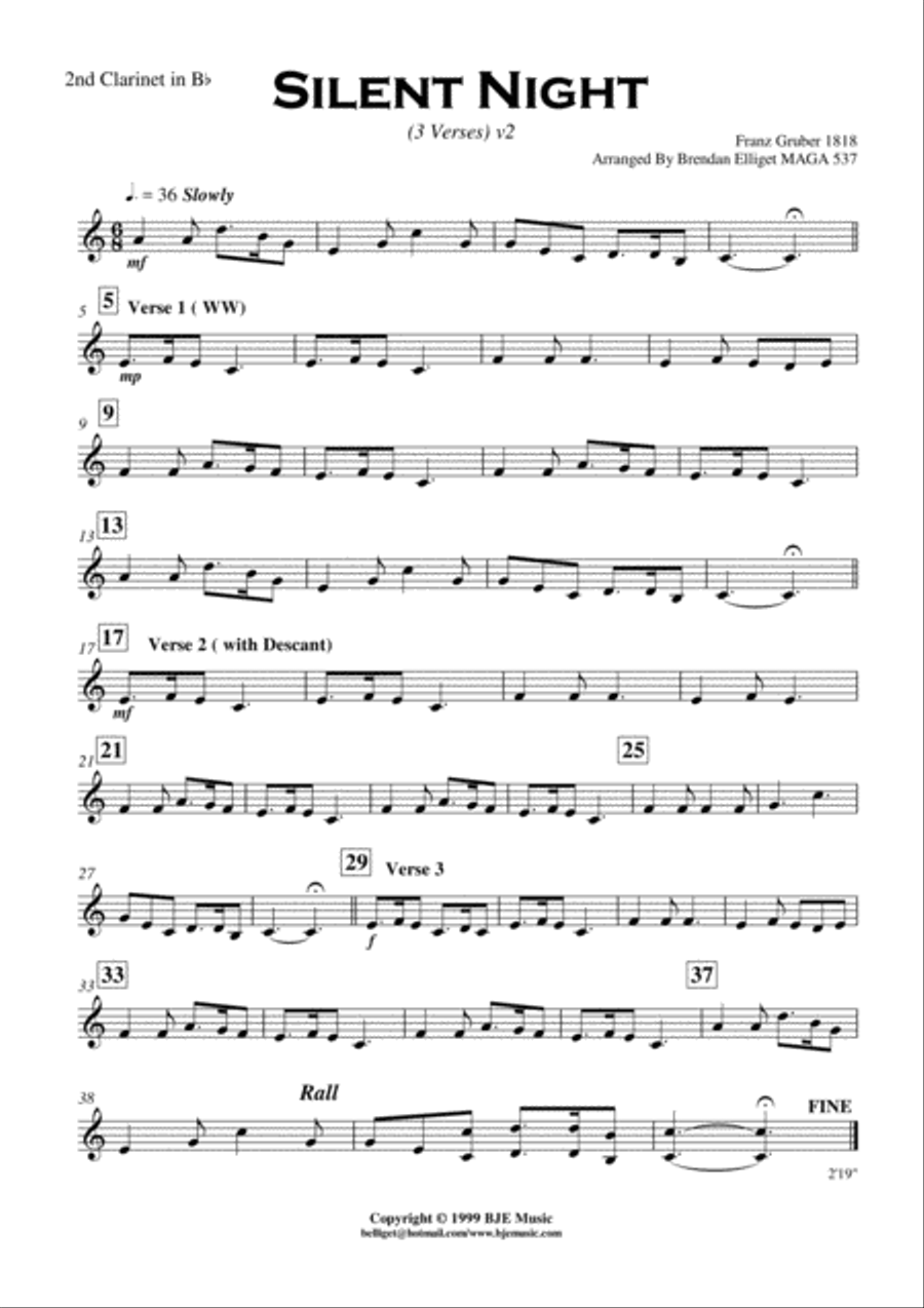 Silent Night (Christmas) - Concert Band/Orchestra Score and Parts PDF Concert Band scores gallery preview page 6
