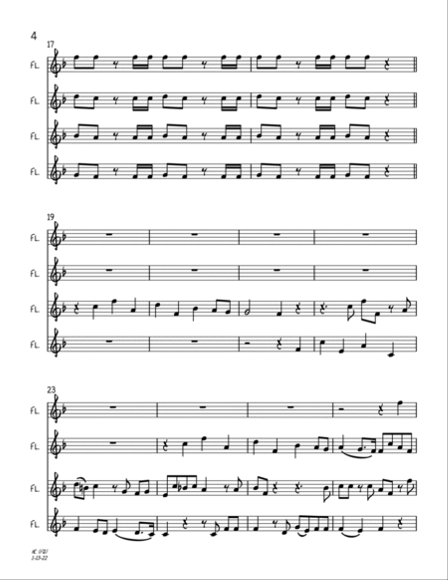 Hallelujah Chorus (Abridged) (Flute Quartet) Flute Quartet scores gallery preview page 4