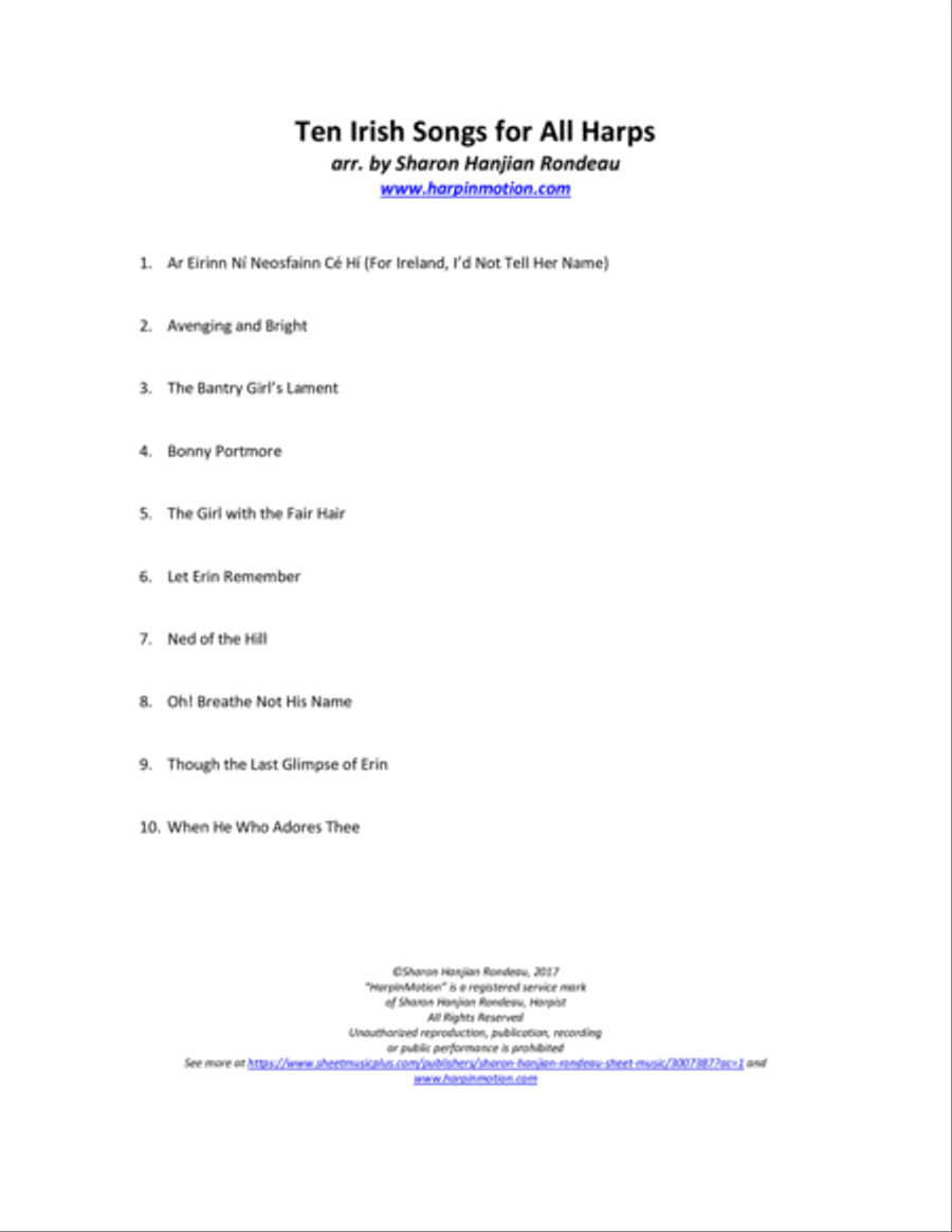 Ten Irish Songs for All Harps Harp scores gallery preview page 2