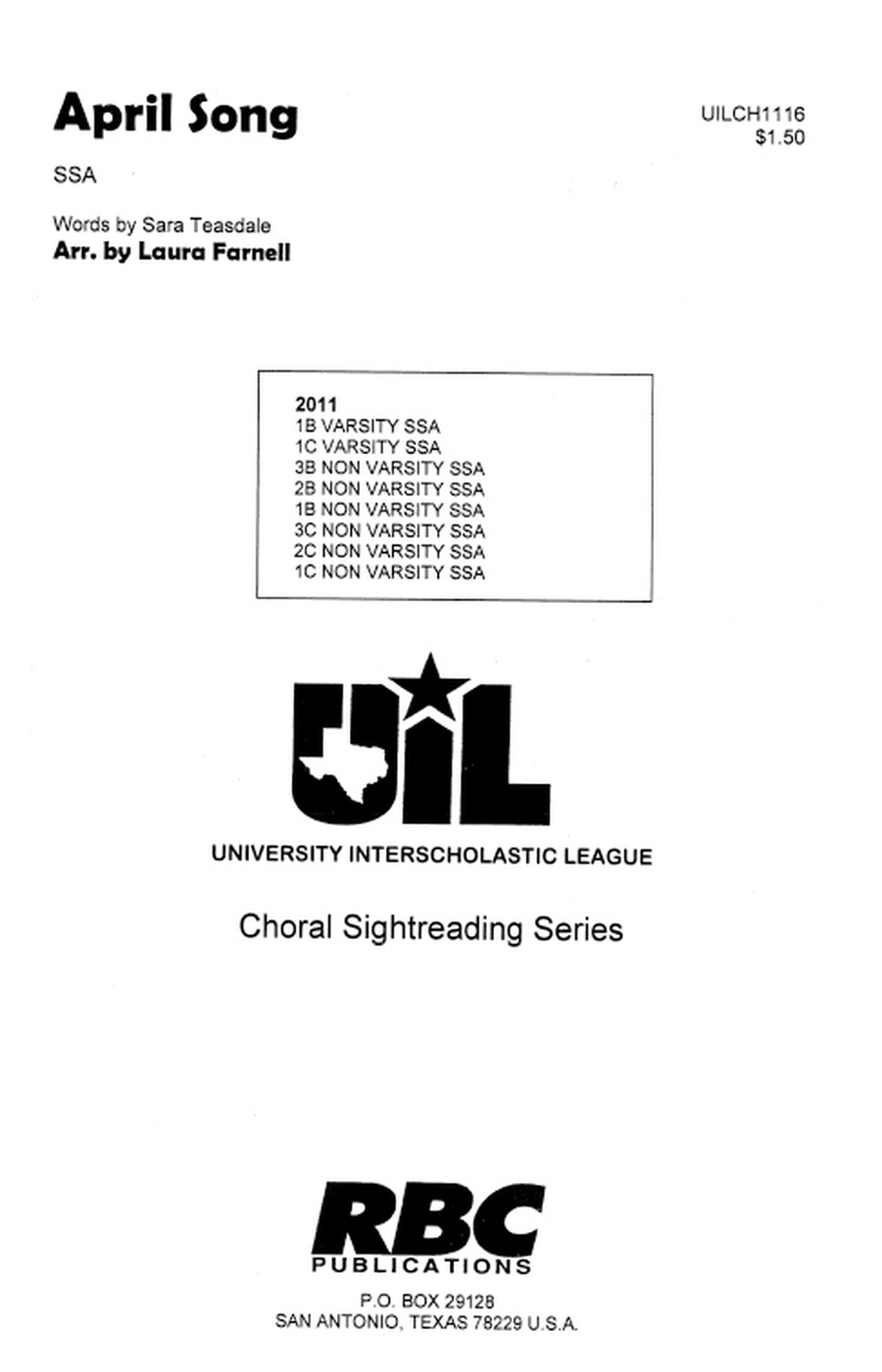 April Song (SSA) April Song (SSA) SSA scores gallery preview page 1