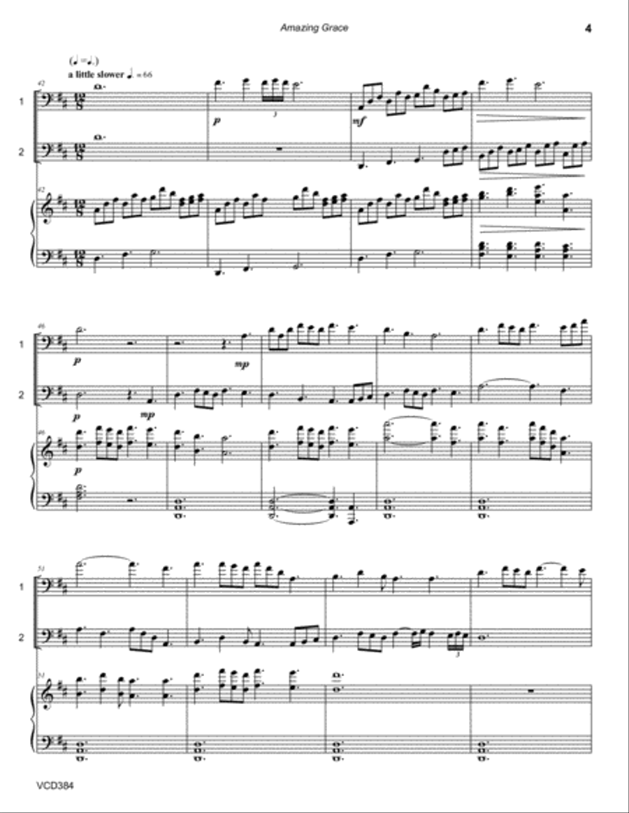 AMAZING GRACE - CELLO DUET with Piano Accompaniment String Duet scores gallery preview page 4