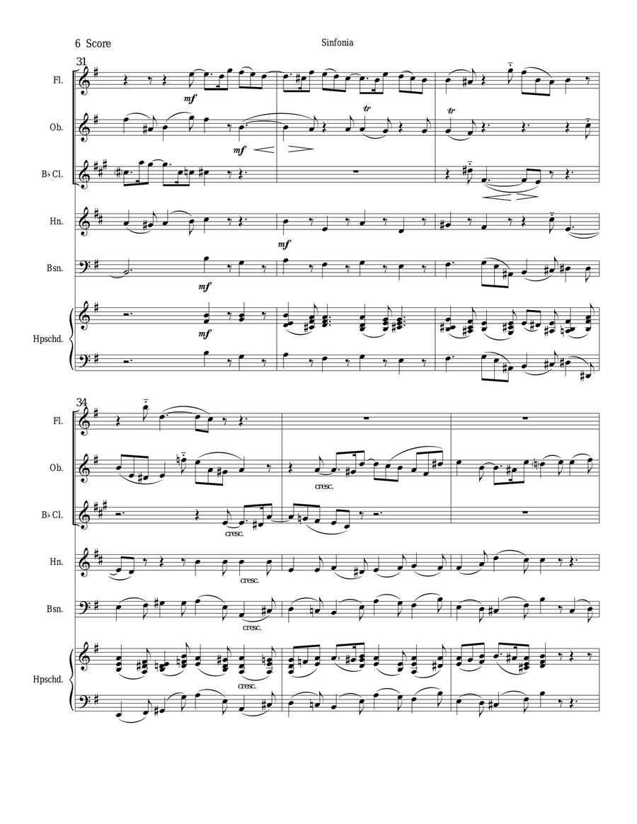 Sinfonia from Bach's Christmas Oratorio for woodwind quintet Woodwind Quintet scores gallery preview page 6