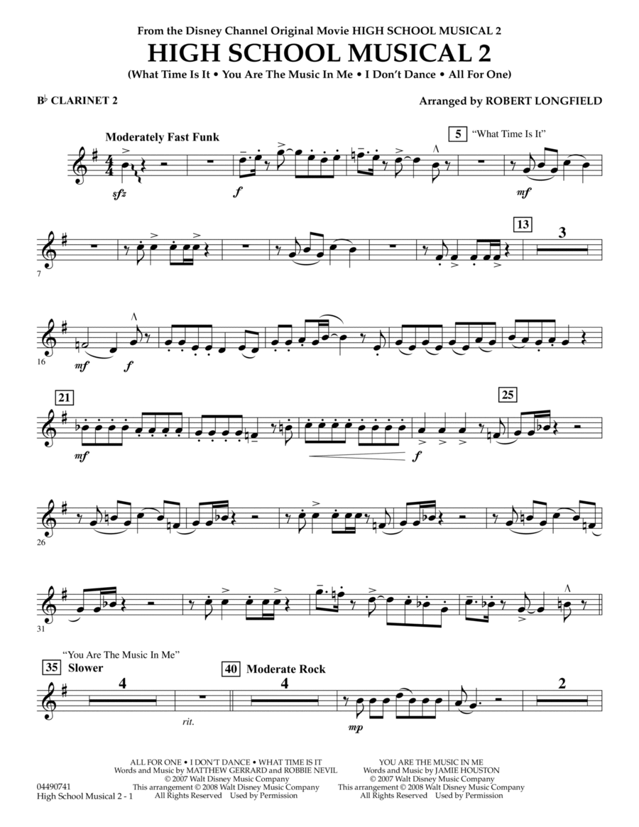 High School Musical 2 - Bb Clarinet 2 Full Orchestra scores gallery preview page 1