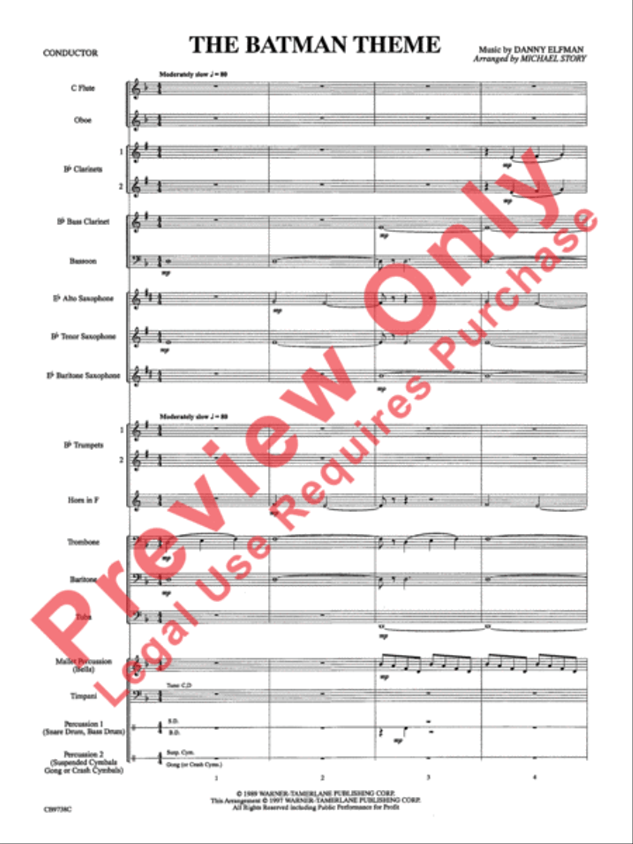Batman Theme Concert Band scores gallery preview page 4