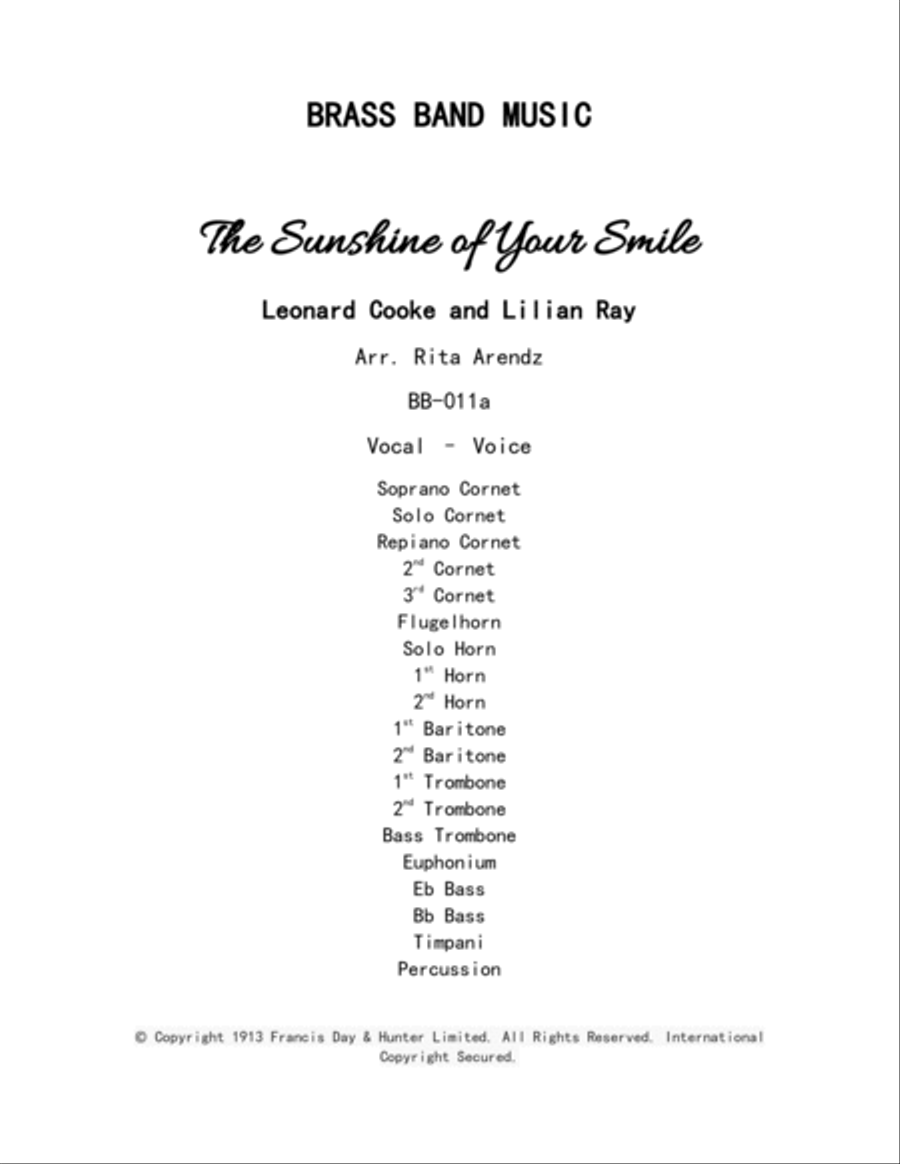 The Sunshine Of Your Smile Brass Band scores gallery preview page 2