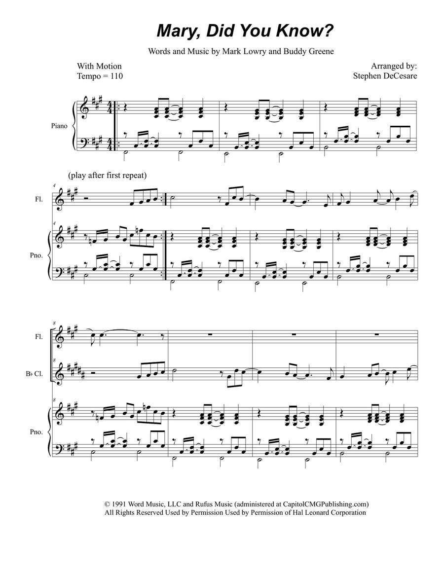 Mary, Did You Know? Mary, Did You Know? Woodwind Duet scores gallery preview page 1