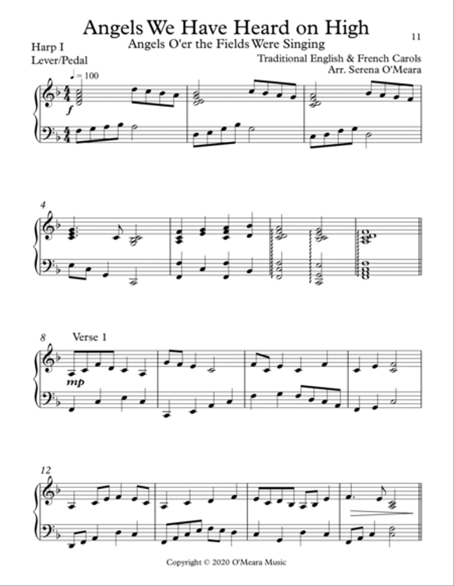 Angels We Have Heard On High, Harp I Celtic Harp scores gallery preview page 2