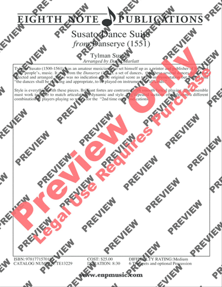 Susato Dance Suite (from Danserye) (1551) Small Ensemble scores gallery preview page 2