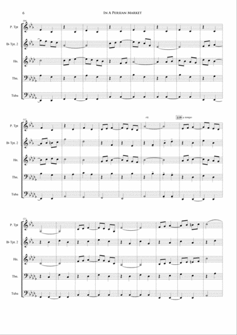 In A Persian Market (Brass Quintet) Brass Quintet scores gallery preview page 6