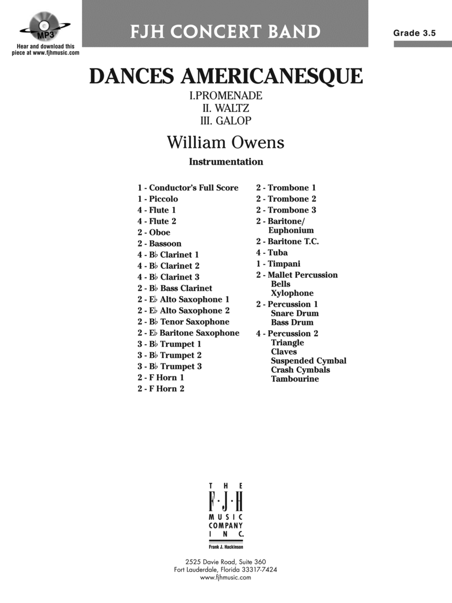 Dances Americanesque: Score Concert Band scores gallery preview page 1