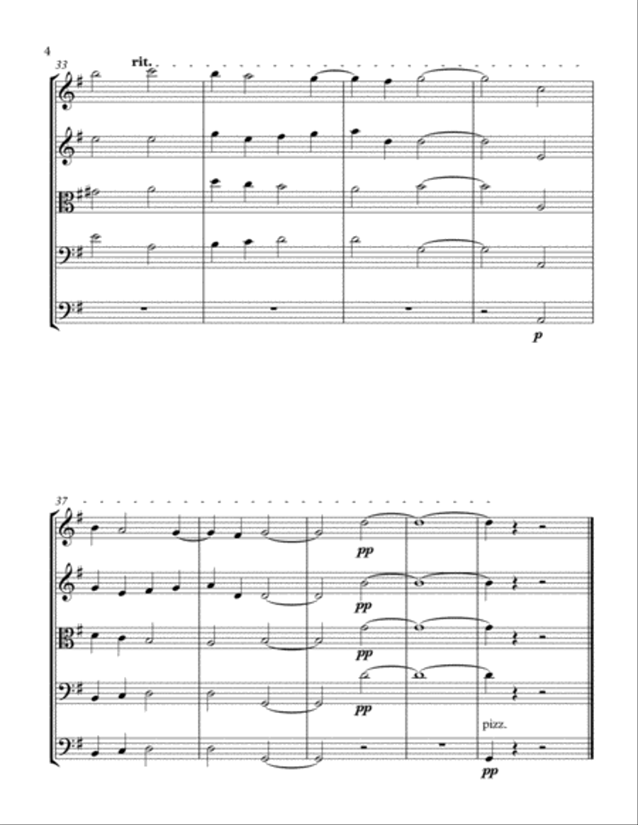 Lo, How a Rose E'er Blooming (String Quintet) String Orchestra scores gallery preview page 4