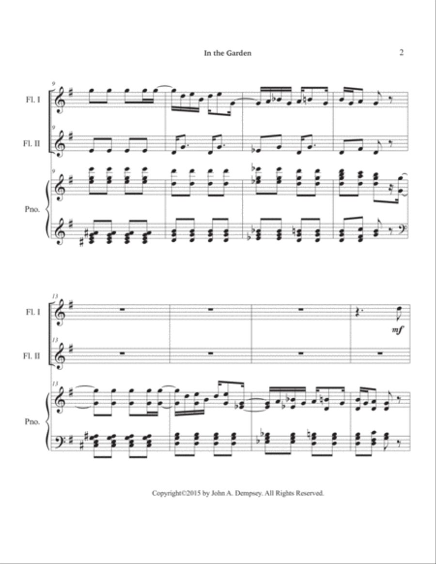 In the Garden / Maple Leaf Rag (Trio for Two Flutes and Piano) Woodwind Duet scores gallery preview page 6