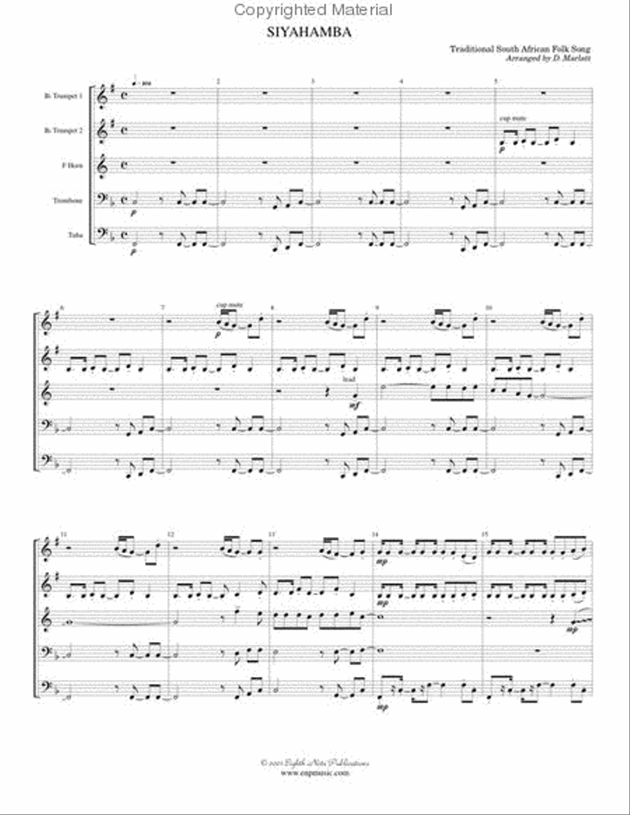Siyahamba Siyahamba Brass Quintet scores gallery preview page 2