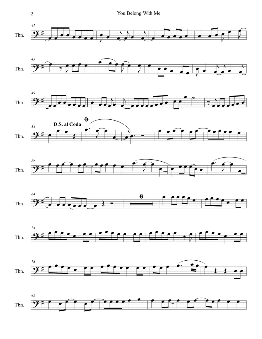 You Belong With Me Trombone Solo scores gallery preview page 2