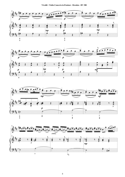 Vivaldi - Violin Concerto in B minor - Dresden - RV 388 for Violin and Piano image number null