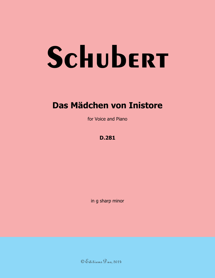 Das Madchen von Inistore, by Schubert, D.281, in g sharp minor Voice scores gallery preview page 1