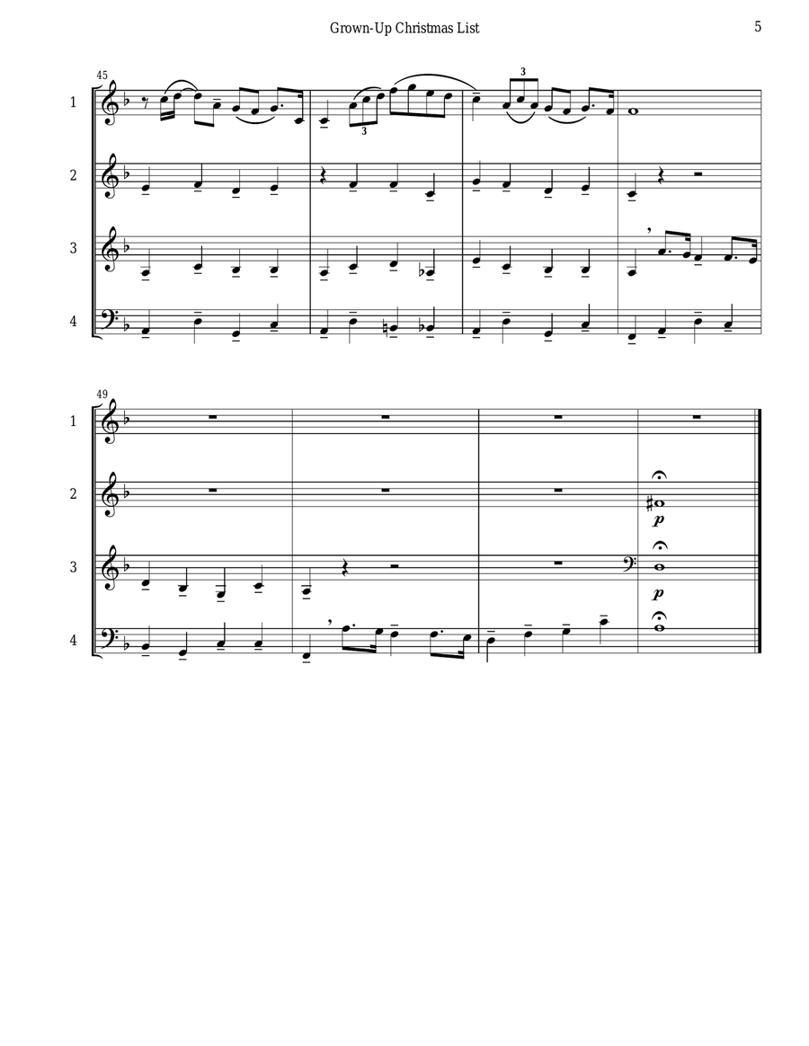 Grown-Up Christmas List Clarinet Quartet scores gallery preview page 6