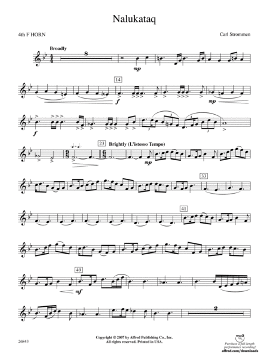 Nalukataq: 4th F Horn Nalukataq: 4th F Horn Concert Band scores gallery preview page 1