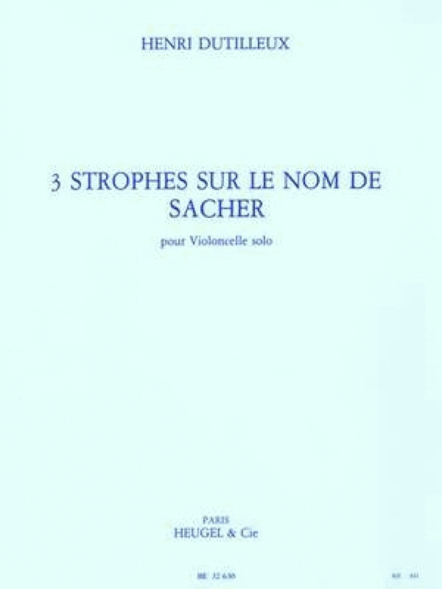 Trois Strophes Sur Le Nom De Sacher Cello scores gallery preview page 1