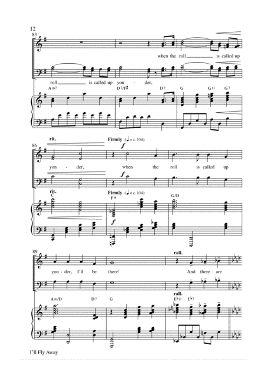 I'll Fly Away 4-Part scores gallery preview page 12