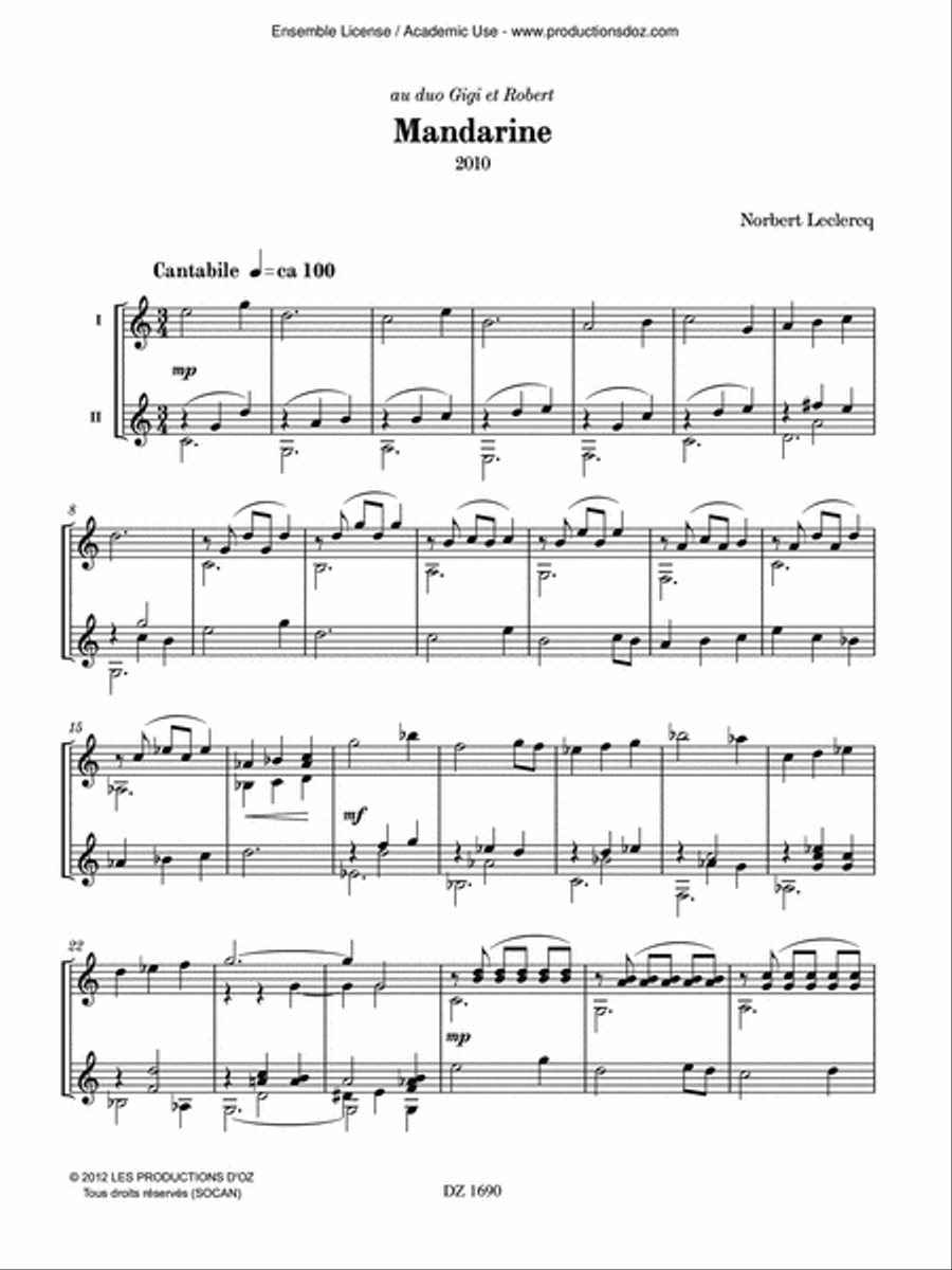 Mandarine Classical Guitar scores gallery preview page 3
