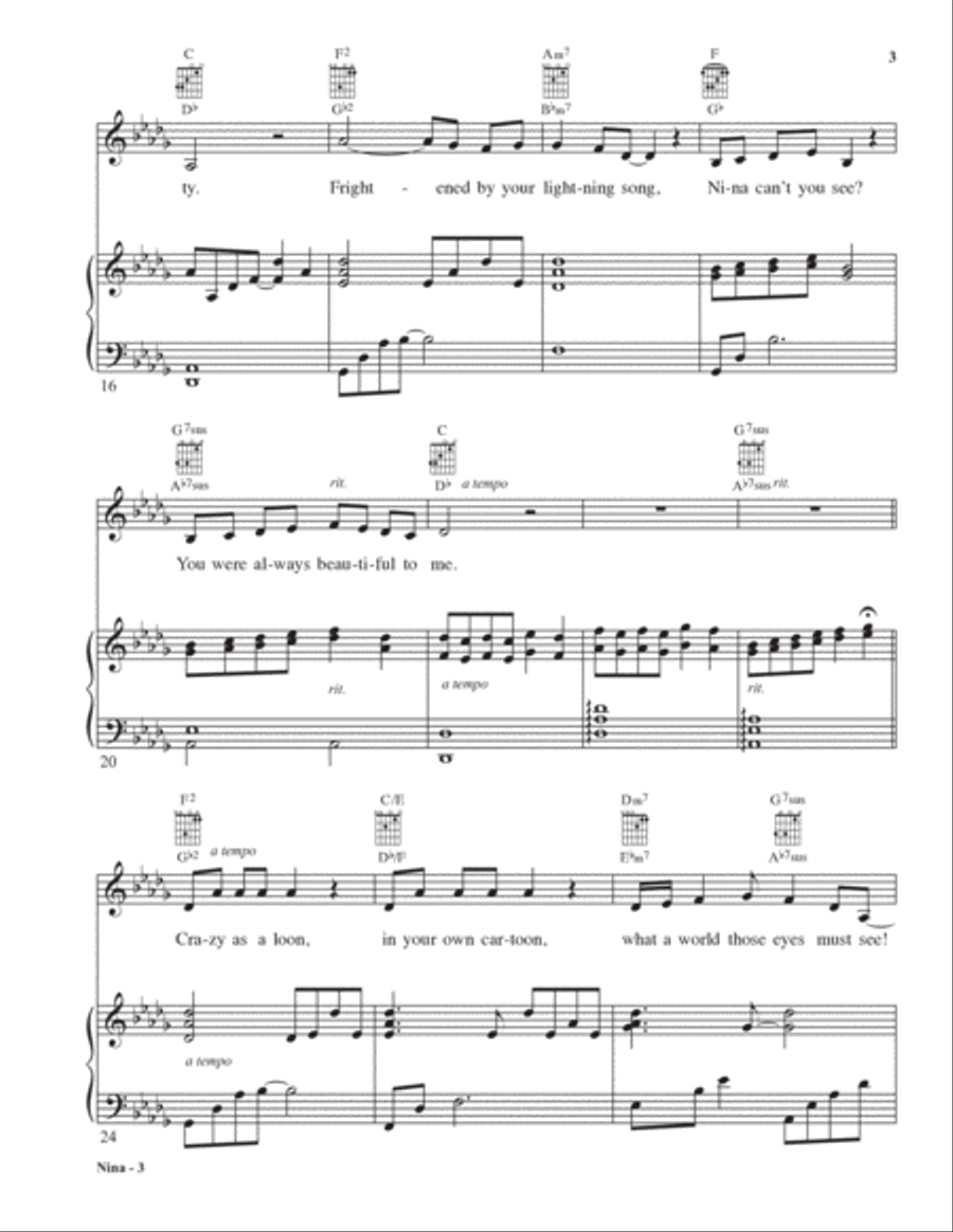 Nina Nina Piano, Vocal, Guitar scores gallery preview page 4
