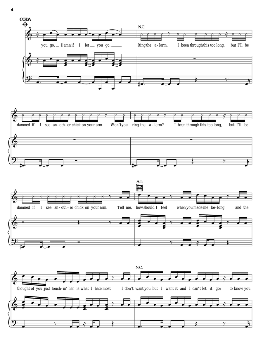 Ring The Alarm Piano, Vocal, Guitar scores gallery preview page 4