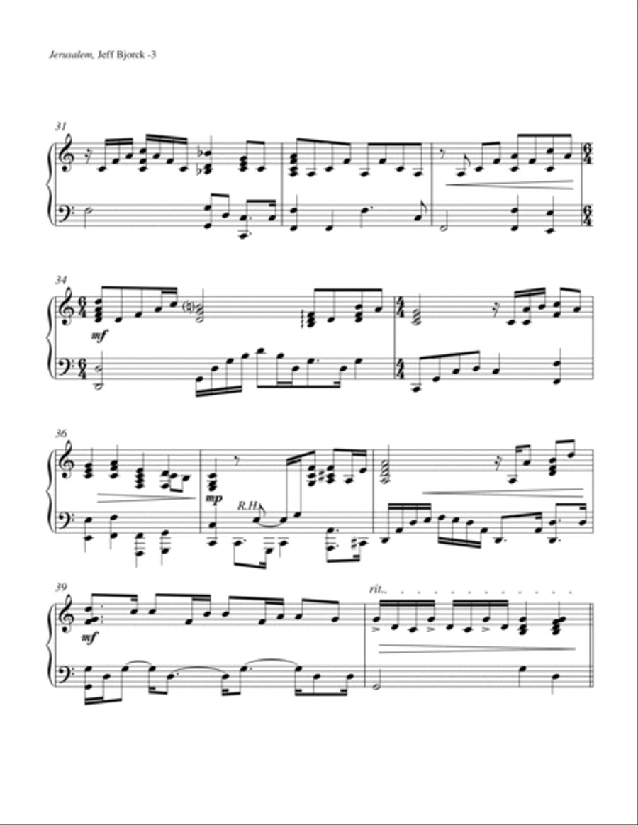 Jerusalem Piano Solo scores gallery preview page 3