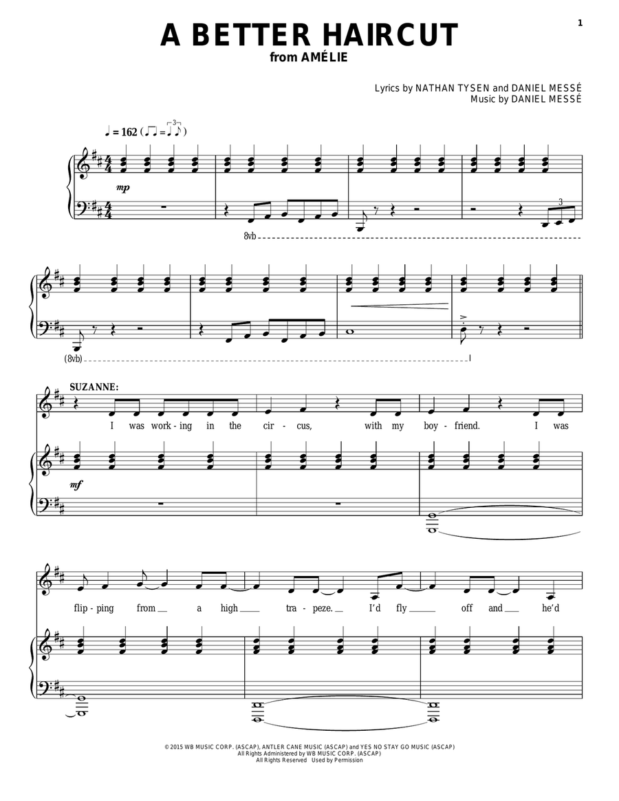 A Better Haircut (from Amélie The Musical) Voice scores gallery preview page 1