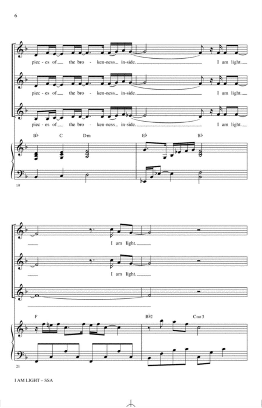 I Am Light (arr. Mark Hayes and Kimberly Lilley) SSA scores gallery preview page 5