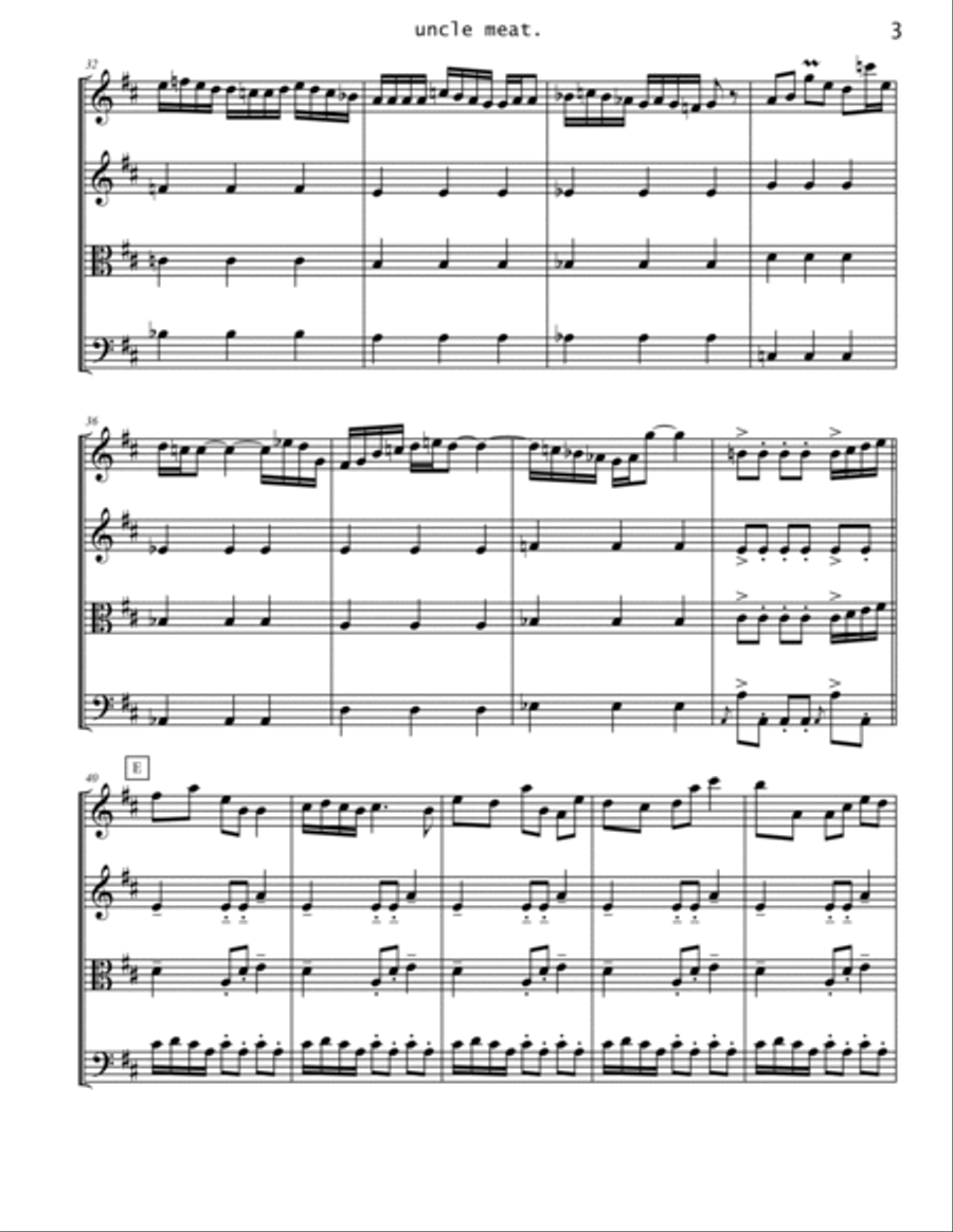 Uncle Meat Uncle Meat String Quartet scores gallery preview page 3