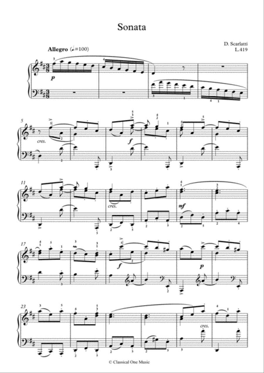 Scarlatti-Sonata in D-Major L.419 K.484(piano) Piano Solo scores gallery preview page 2