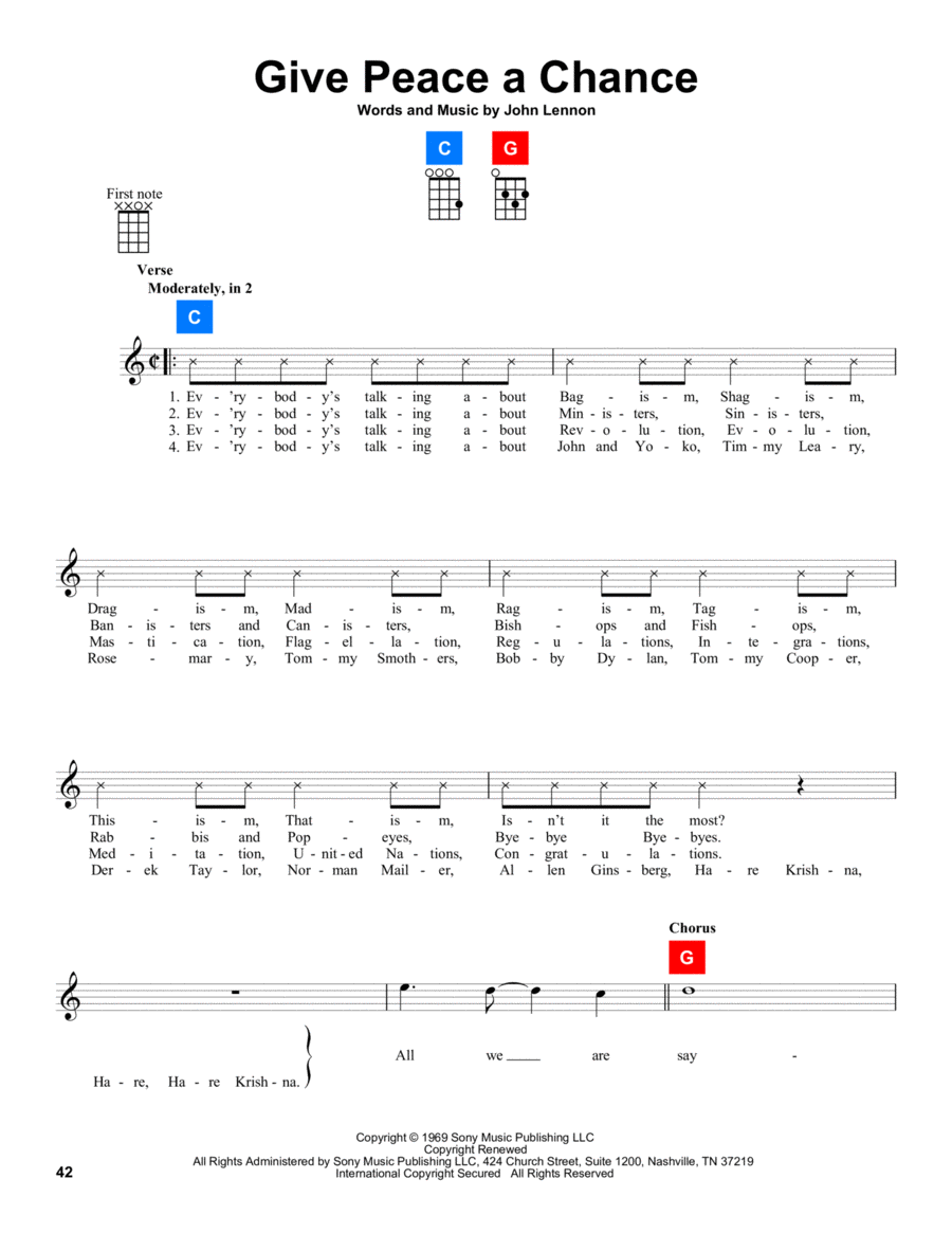 Give Peace A Chance Ukulele scores gallery preview page 1