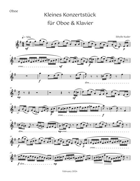 Konzertstück für Oboe und Klavier in G dur image number null