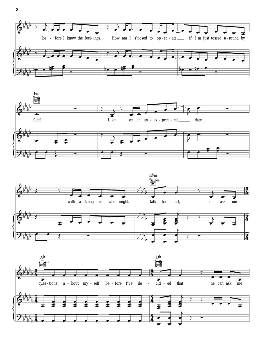When He Sees Me (from Waitress The Musical) Piano, Vocal, Guitar scores gallery preview page 2