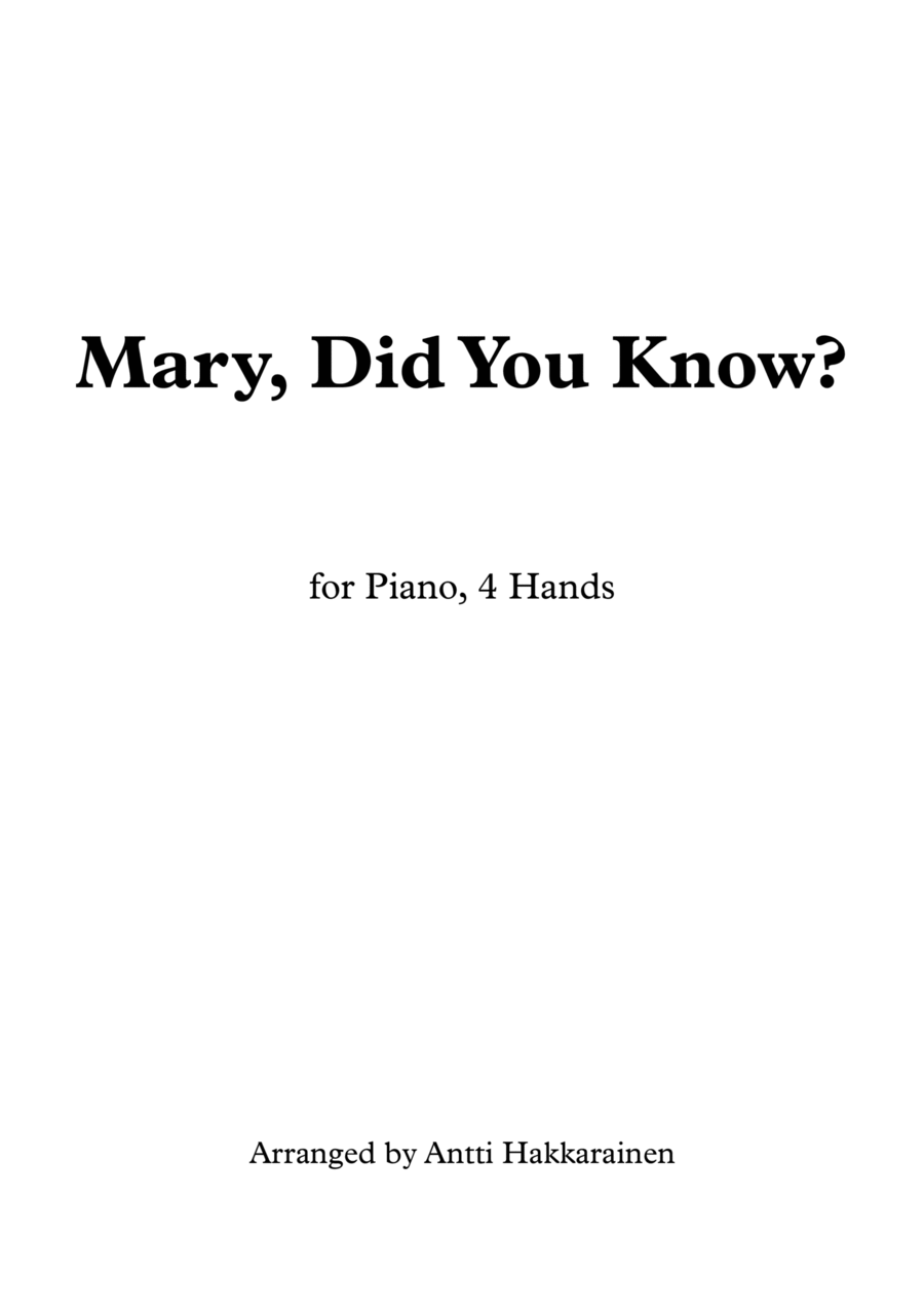 Mary, Did You Know? Mary, Did You Know? 1 Piano, 4-Hands scores gallery preview page 1