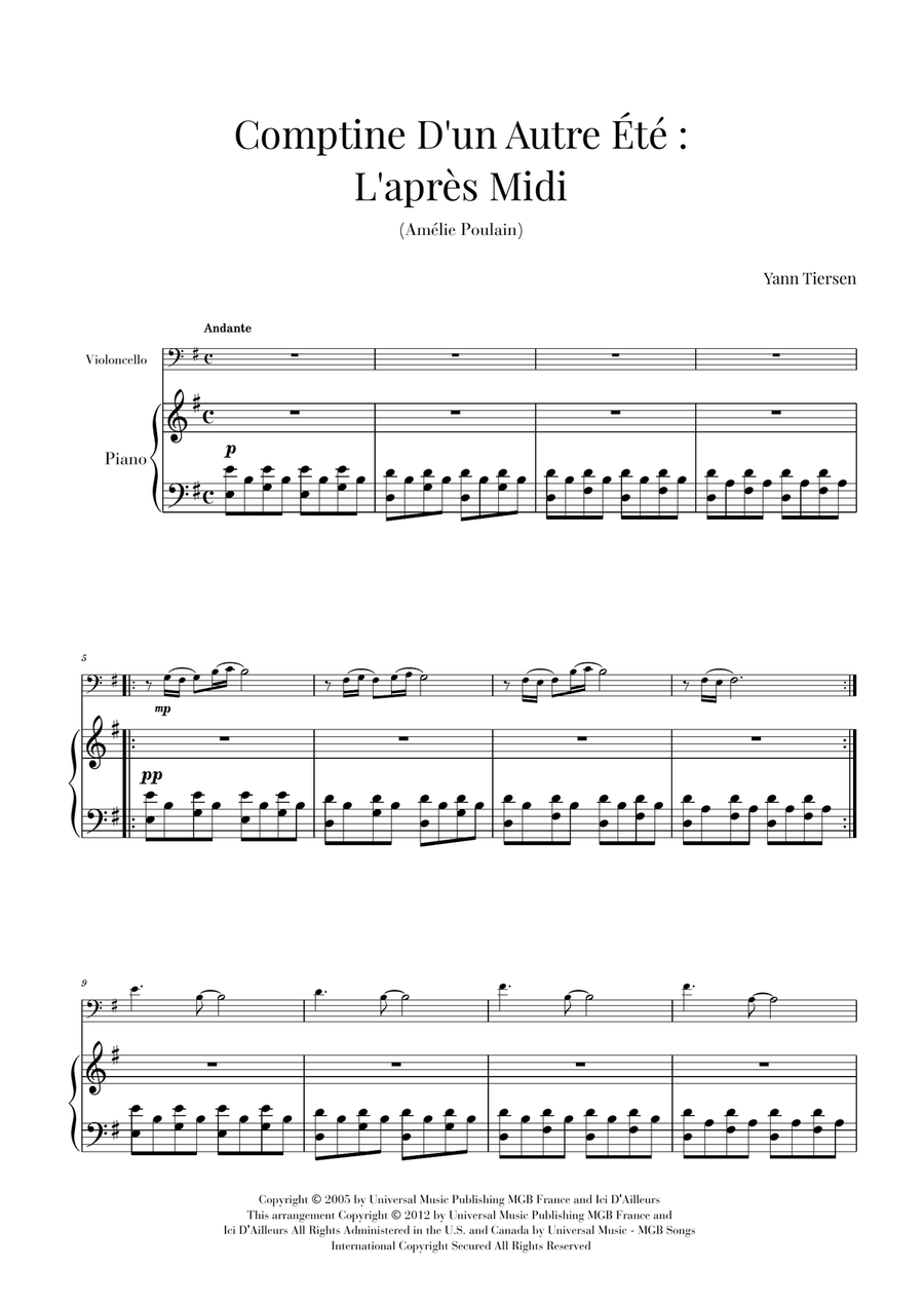 Comptine D'un Autre Été: L'après-midi String Duet scores gallery preview page 1