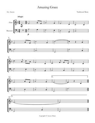 Jonh Newton Amazing Grace Easy Flute and Bassoon Sheet Music F major