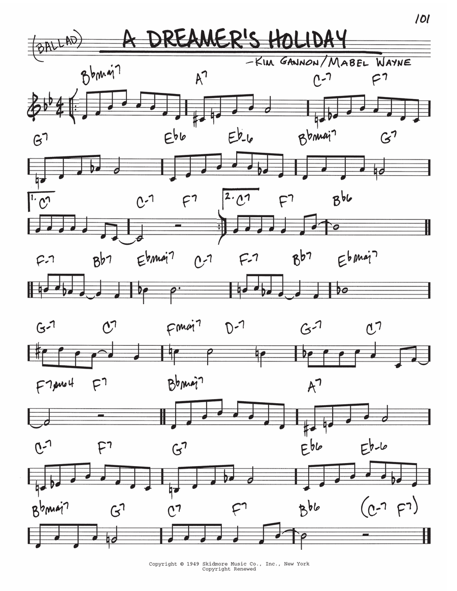 A Dreamer's Holiday C Instrument scores gallery preview page 1