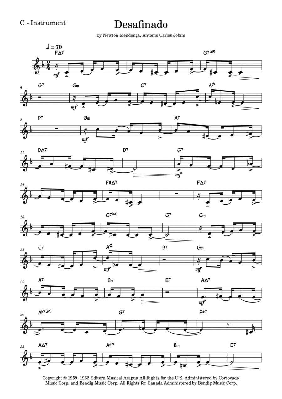 Desafinado Piano scores gallery preview page 1