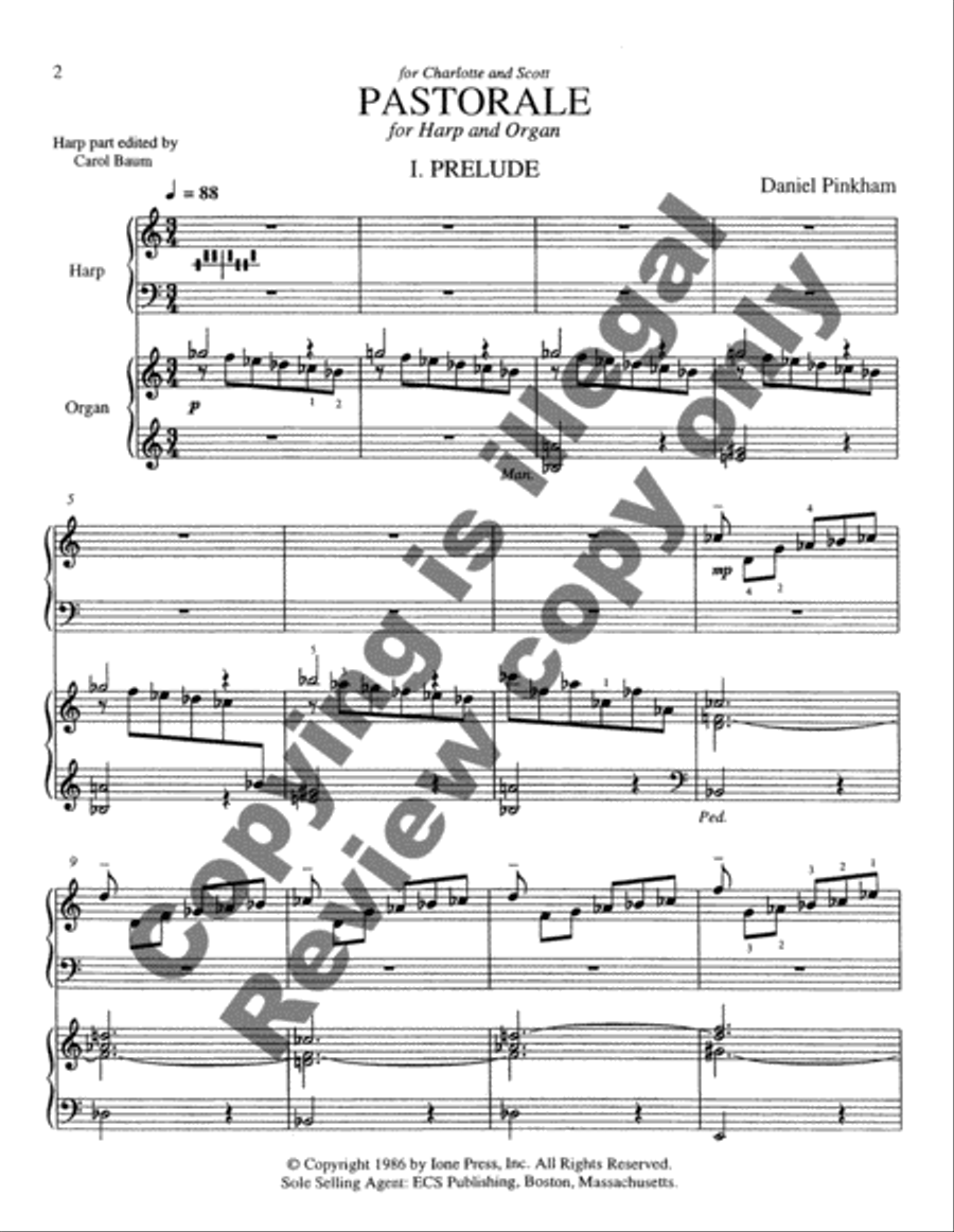 Pastorale for Harp and Organ Harp scores gallery preview page 3