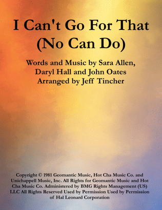 Book cover for I Can't Go For That