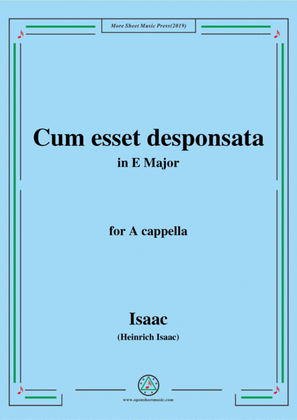 Book cover for Isaac-Cum esset desponsata,in E Major,for A cappella
