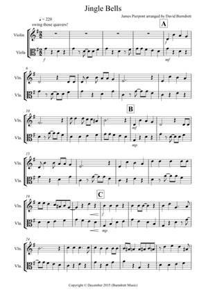 Jingle Bells (Jazzy Style!) for Violin and Viola Duet